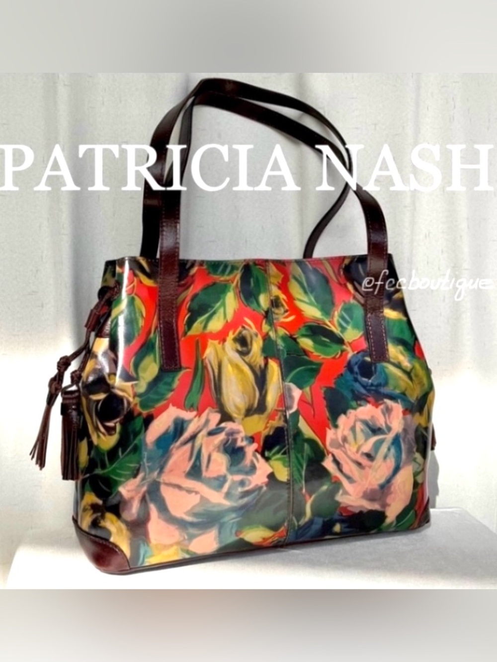 PATRICIA NASH Kemble leather tote winter bloom floral brown